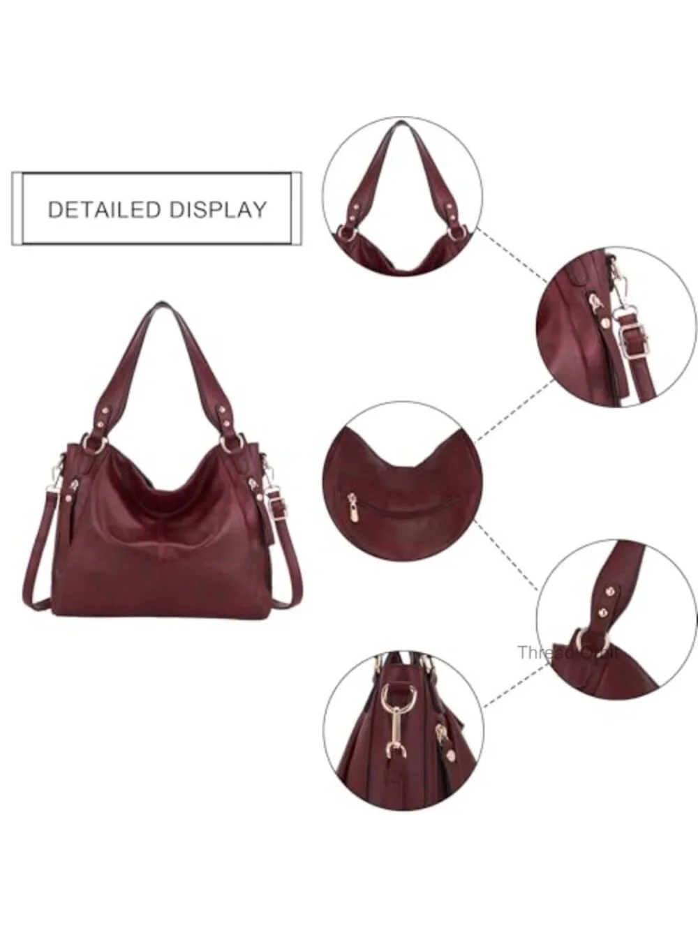 2pc Hobo Handbag & Wallet Set Faux Leather Tote Shoulder Bag